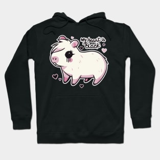 Dramatic Guinea Pig My Heart Is Black Goth Hoodie